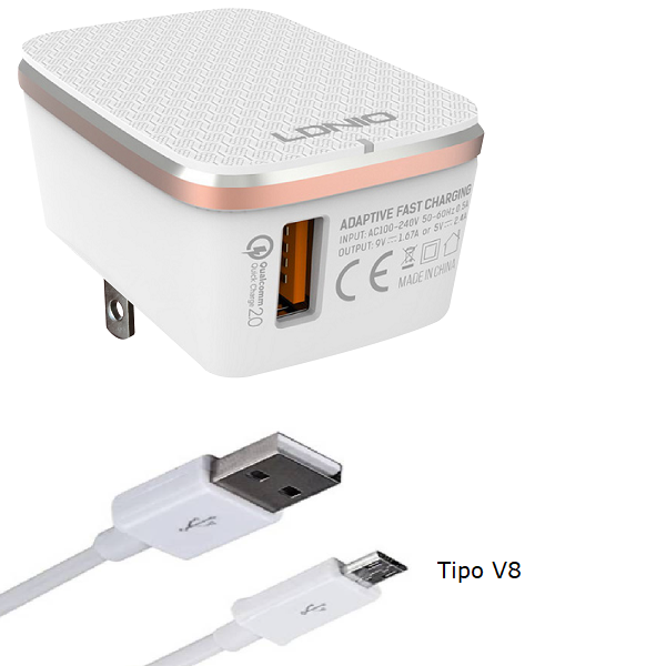Cargador Enchufe USB QUICK 18W 3A y Carga ULTRARAPIDO USB Tipo C