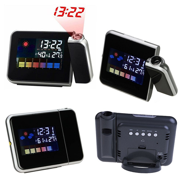 Reloj Despertador Digital Alarma Lcd Proyector Hora En Techo