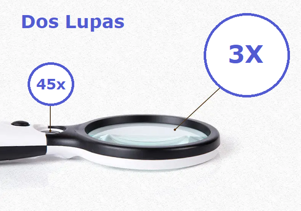 Lupa con Luz FALLCON de Gran Aumento LED 3X 45X,Lupa de Mano