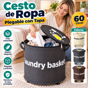 Cesto de Ropa Plegable con Tapa (7)