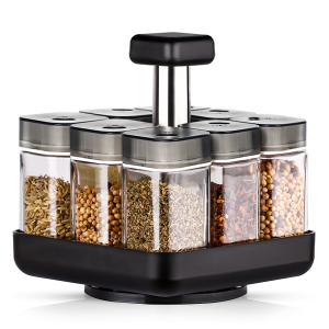 Especiero Condimentero Giratorio con 8 Frascos de Vidrio (1)