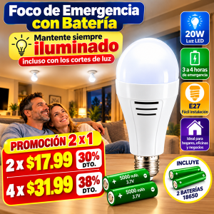 Foco de Emergencia 20w. con 2 Baterías (5)