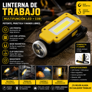 Linterna de Trabajo Multifunción LED + COB (11)