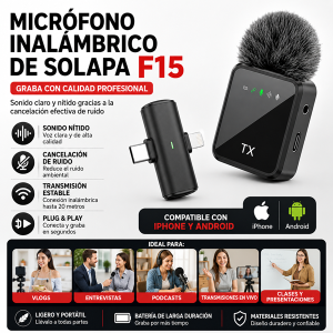 Micrófono Inalámbrico de Solapa F15 (6)