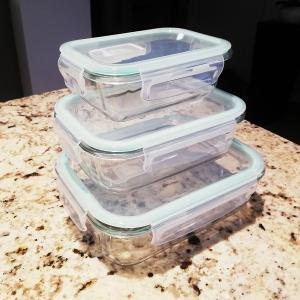 Set de 3 recipientes de vidrio rectangulares (12)
