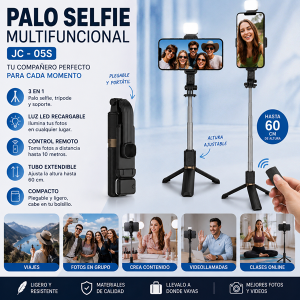 Trípode para selfie con luz led (8)
